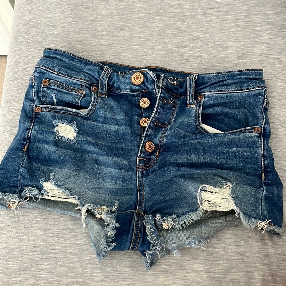 American Eagle button fly hi-rise shortie super stretch size 4 - Picture 2 of 7